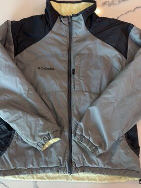 Columbia Gray and Black Jacket with Yellow Lining